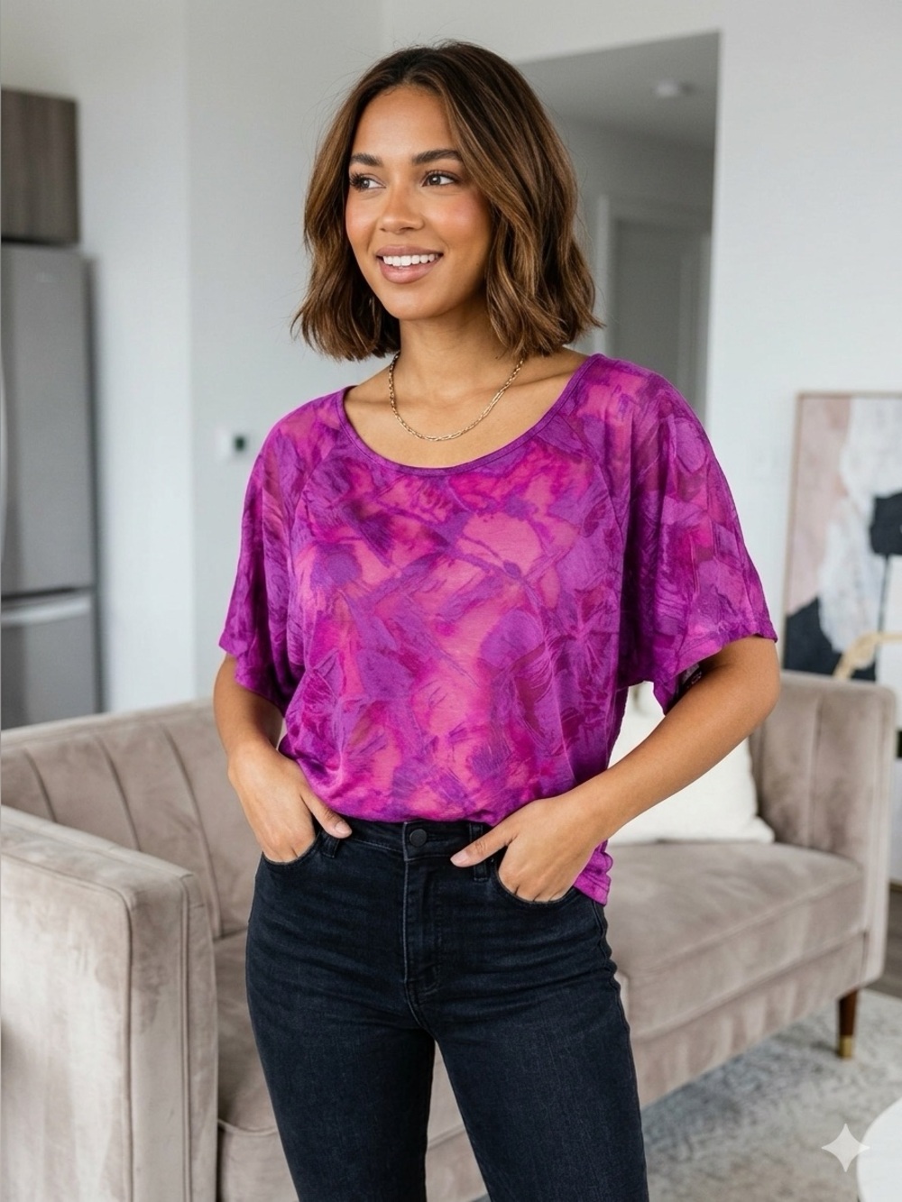 AMERICAN DREAM Highlighter Plum Purple Blouse